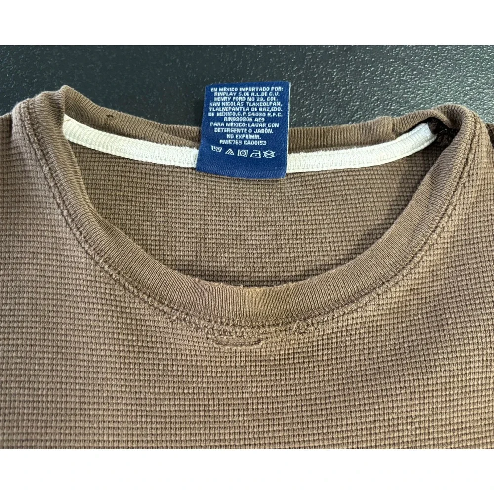 Polo‎ Ralph Lauren Mens Brown Sleepwear Long Sleeve Shirt Size Large Distressed